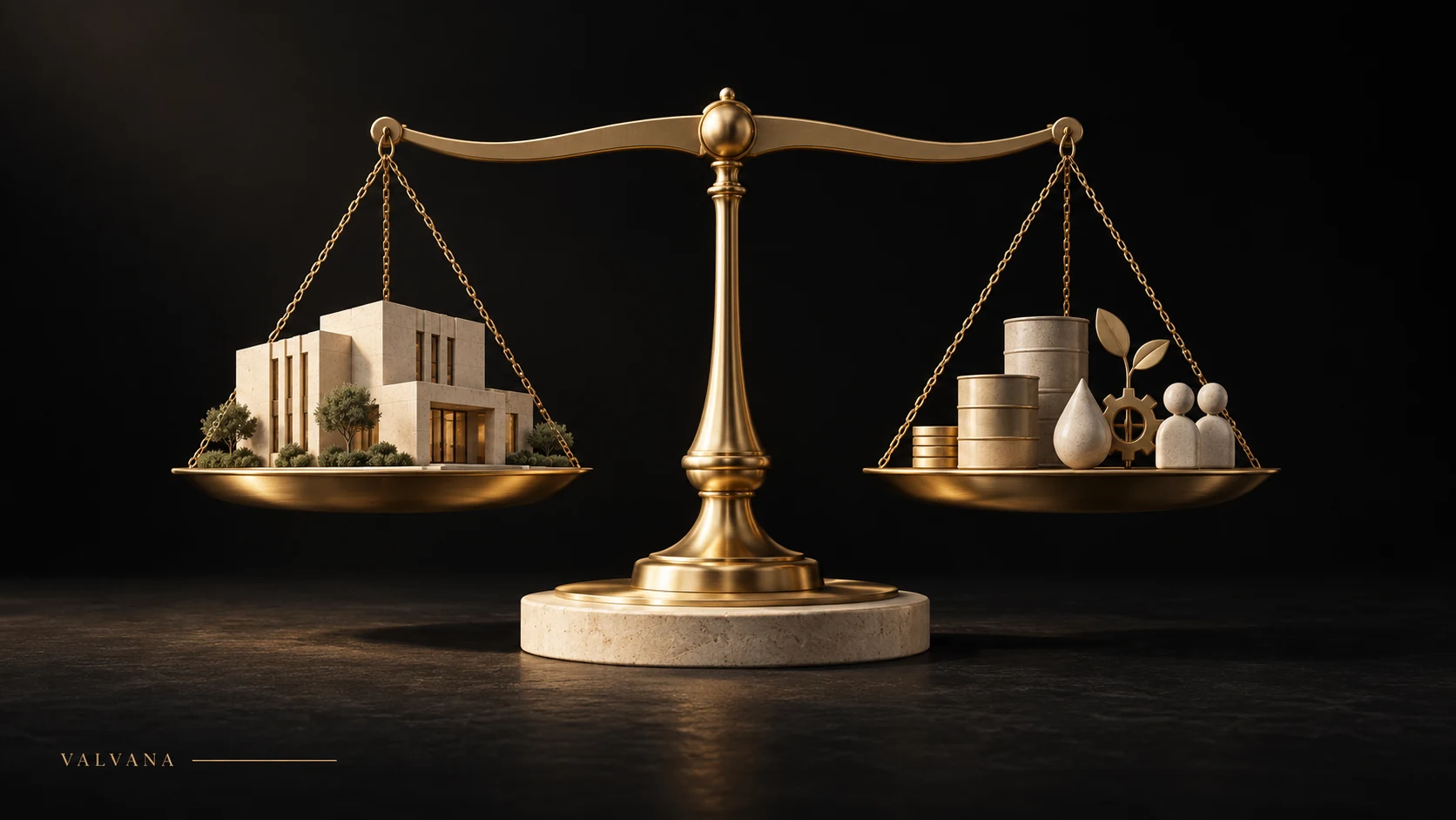 تصميم توضيحي: ميزان يوازن خدمات المبنى مع التكلفة